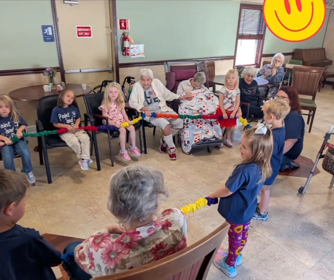 Residents and children sharing time together