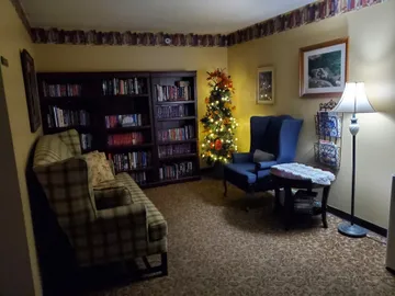 Library with books, puzzles, videos, and games