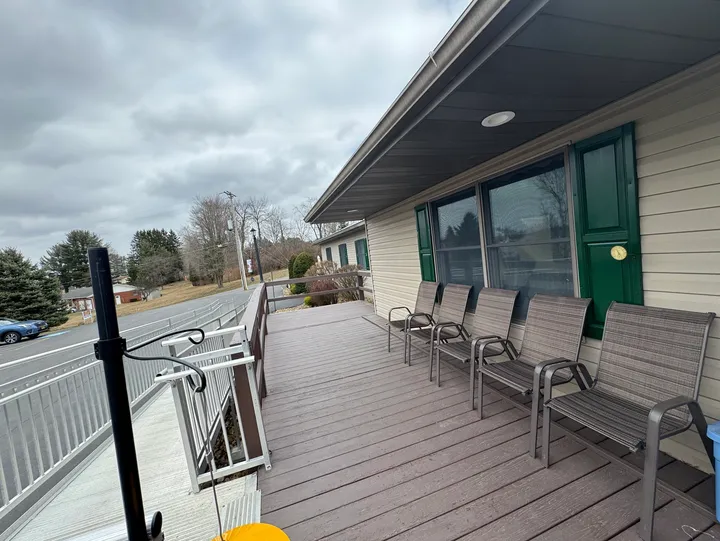 Outdoor seating and courtyard area